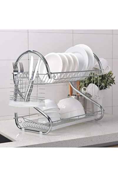 Miskat Trading رف تجفيف الأطباق من طبقتين مصنوع من الفولاذ المقاوم للصدأ