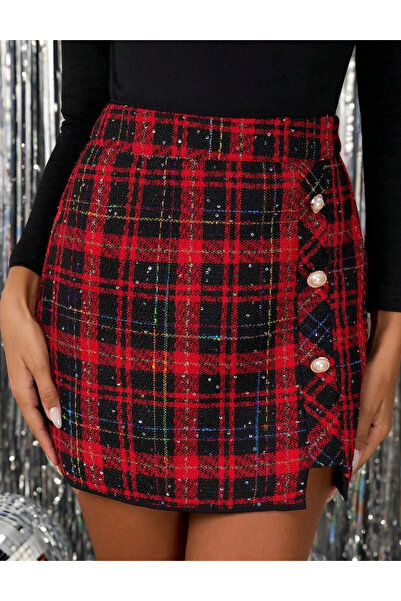 Sheya Shein Curve+ mini skirt, red