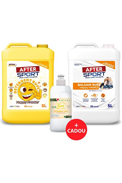 NO BRAND Pachet detergent 5L si balsam 5L Happyfamily + Cadou detergent vase ...