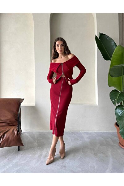 Lesy بلوزة مادونا قصيرة بياقة وسحاب