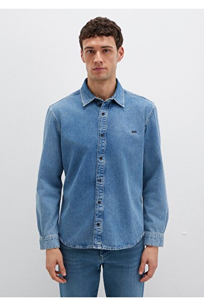 Mavi Roy Lux Black Slim Fit Lightened Open Jean Shirt