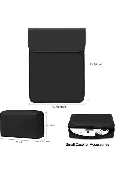 Generic MOSISO Laptop Sleeve Compatible with MacBook Air/Pro 13, Faux Suede Leather Case with Small Bag - Bl