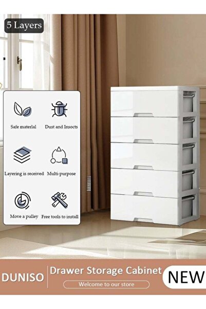 DOMEET 5 Drawers Storage Cabinet Drawer Plastic Containers Box, Portable Drawer Cart Storage Organizer with