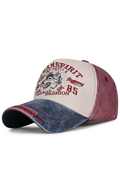 Zee Kurt Nakışlı Vintage Eskitme Pamuklu Kot Şapka