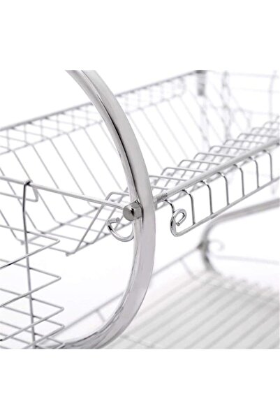 Miskat Trading 2 Layers Dish Rack Tableware Shelf Plate Cutlery Cup Silver