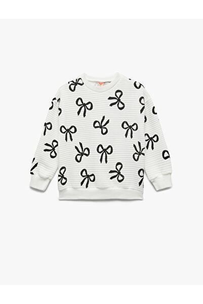 Koton Φούτερ με μακρυμάνικο λαιμόκοψη και στάμπα με φιόγκο