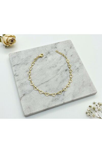 Çağla Accessories Delicate and Elegant Heart Chain Detail Bracelet