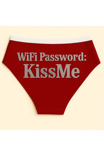 TWINTICKS Red and White Christmas Themed Women's Slip Panties, Metallic Lette...