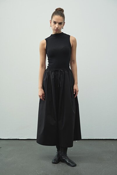 Hooopstore Cotton Relaxed Fit Black Trousers