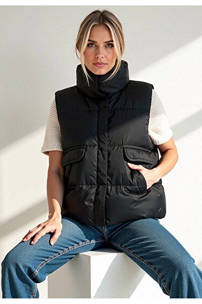 Figl Vestă de damă - Vestă de damă - Vestă cu puf M1115 Negru Mărime universală