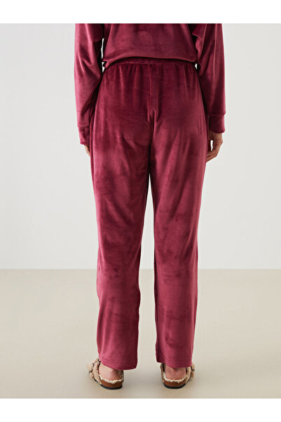 LC Waikiki Dream Burgundy Elastic Waist Velvet Women's Pajama Pants