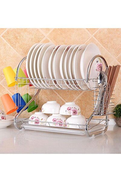 Twinkle Mart رف تجفيف الأطباق من الفولاذ المقاوم للصدأ ذو طبقتين مع لوح تقطيع...