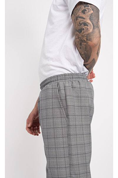 DAŞ ÜNİFORMA Square Patterned Elastic Waist Casual Trousers Chef Kitchen Workwear Work Pants