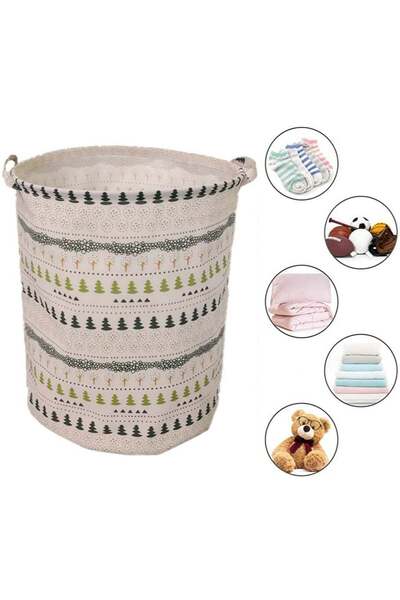 Generic Leon Home Cotton and Linen Laundry Basket with Waterproof Inner, Freestanding, Handmade