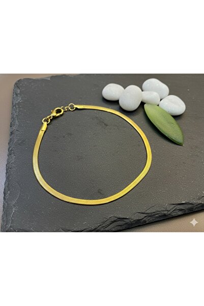 Çağla Accessories سوار ذهبي اللون بتفاصيل سلسلة إيطالية رقيقة وأنيقة