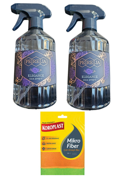 Pereja Elegance oda kokusu sprey 2 âdet 500 ml koroplast çok amaçlı mikrofibe...