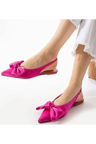ALFA AKSESUAR 03 Cenya Fuchsia Satin Ballerina Shoes