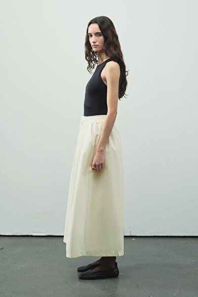 Hooopstore Cotton Relaxed Fit Cream Trousers