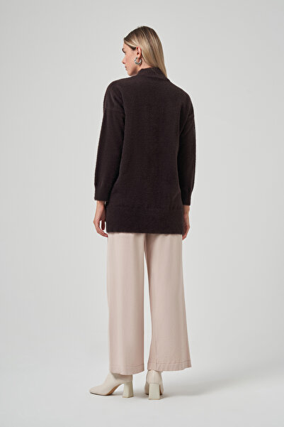 Nuss Embroidery Detail Angora Sweater 7004 Brown