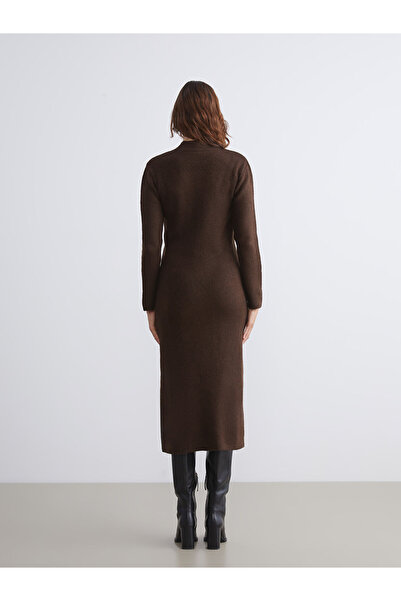 LC Waikiki Vision Brown Crew Neck Knit Dress