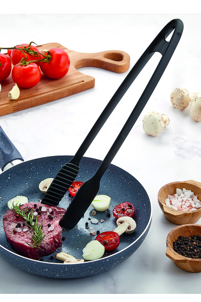 Buzka Servis Ve Izgara Maşası Yanmaz Yapışmaz Silikon Maşa Kaymaz Barbekü Maşası