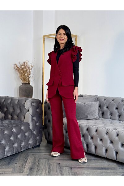 RAMONA BADESCU EXCLUSIVE Ruffled vest and flared pants suit