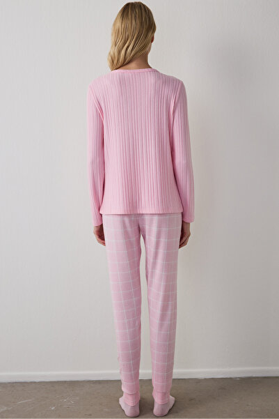Penti Dusty Rose Cozy Time Plaid Long Sleeve Pajama Set
