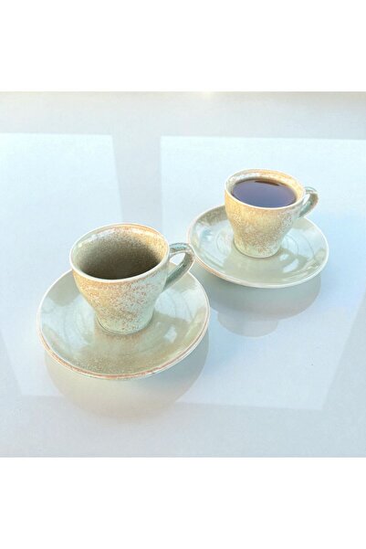 homeınn Rustic Textured Set of 2 Ceramic Coffee Cups – Modern Set in Natural Tones with Handcrafted Look