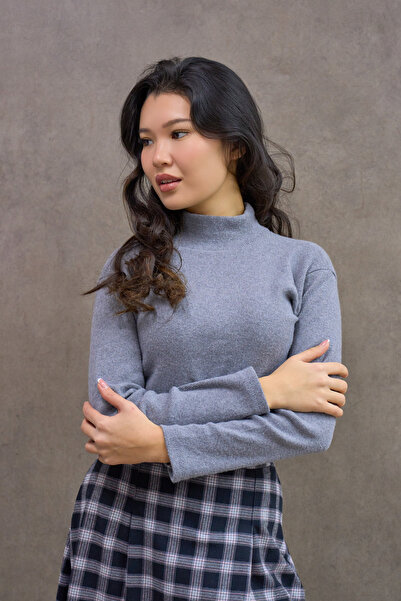 KÜÇÜĞÜM BUTİK Gray Color Long Sleeve High Neck Badi