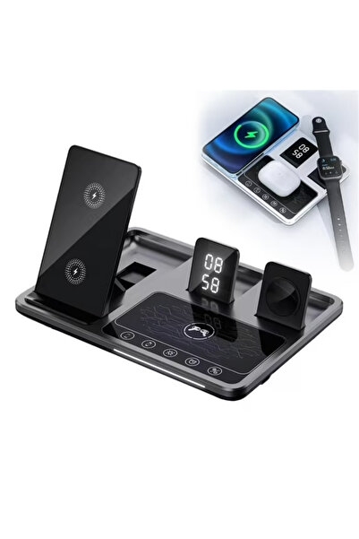 Ahanda Buldum 30W Kablosuz Elektrikli Kaldırmalı 4'ü 1 Arada Hızlı Şarj İstas...