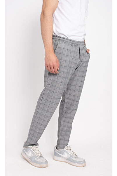 DAŞ ÜNİFORMA Square Patterned Elastic Waist Casual Trousers Chef Kitchen Workwear Work Pants