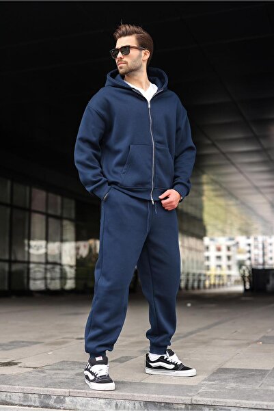 Madmext Σετ αθλητικής φόρμας με διπλό φερμουάρ με κουκούλα E7345