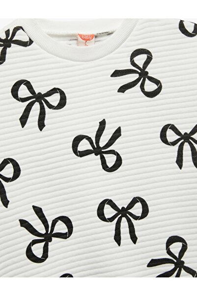 Koton Φούτερ με μακρυμάνικο λαιμόκοψη και στάμπα με φιόγκο