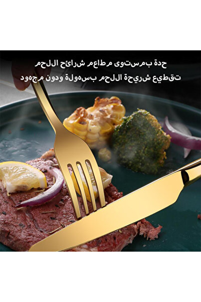 CozyhomeVIP 48-Piece Gold Stainless Steel Cutlery Set with Steak Knives