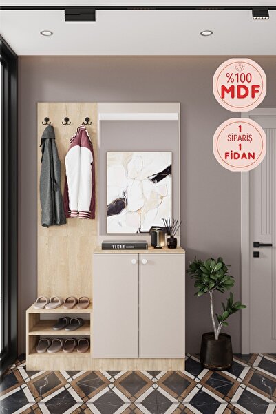 BALNEOM Evora 15 Modern Portmanto Askılı Vestiyer Vizon - Lefkas