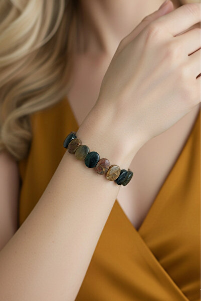 Pozitif Doğal Taş سوار من حجر الجاسبر البحري بقطع متعدد الأوجه ذو هيكل مرن 529-1