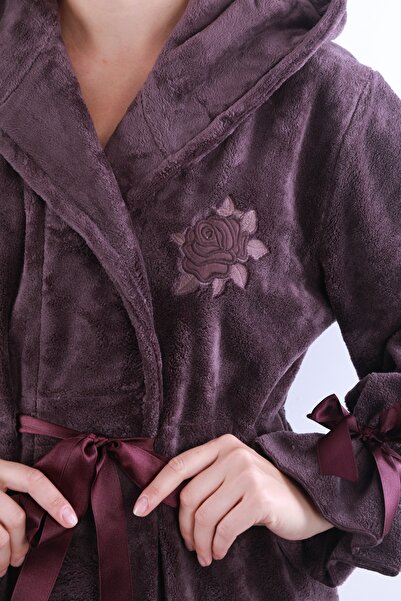 Wild Love Women's 100% Bamboo Hooded Embroidered Long Dressing Gown – Extra Soft, Belted, with Pockets