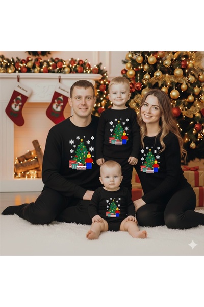 venüsdijital New Year's Lego Man Figure Printed Long-Sleeved T-Shirt Combination (the Price Is for 1 Piece)