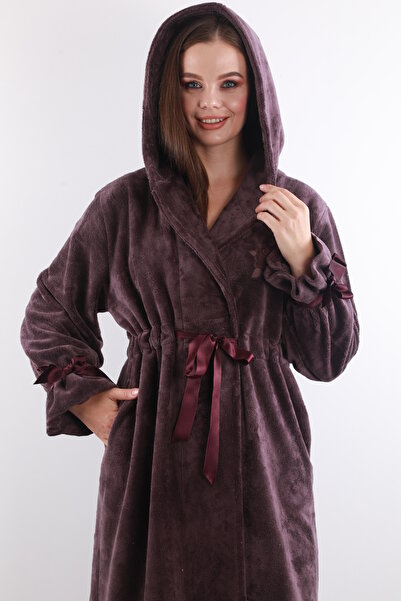 Wild Love Women's 100% Bamboo Hooded Embroidered Long Dressing Gown – Extra Soft, Belted, with Pockets