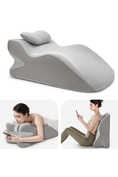 WINEENEE Orthopedic Memory Foam Lumbar Pillow - Adjustable, Cooling Gray Backrest for Bed/Sofa