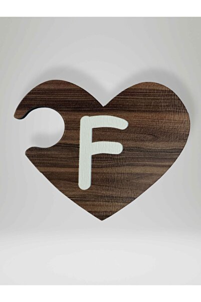 Mundy F Harfi (Sağ Parça) – Ahşap Puzzle Kalp Harf Magnet – Buzdolabı Süsü – ...