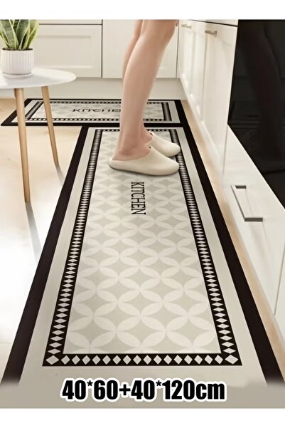 Generic 2PCS Kitchen Mats Set 40*60cm+40*120cm Non Slip Standing Mat Dry Diatom Mud Floor Mat Absorbent