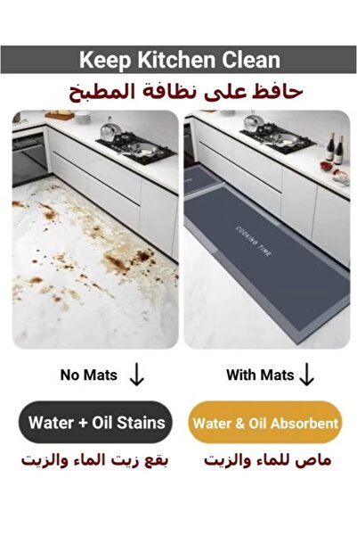 Generic 2PCS Kitchen Rugs Set 40x60+40x120cm Non-Slip Cushioned Mats Easy Clean Floor Runner Quick Dry