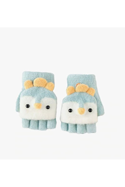 gigigiyim Girl's Plush Fingerless Gloves with Penguin Pattern Cover