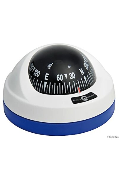 OSCULATI Aries Riviera 2 1/2 Compass, White body, Base Ø 100 mm, Height 60 mm, Black rose, Bayonet mount