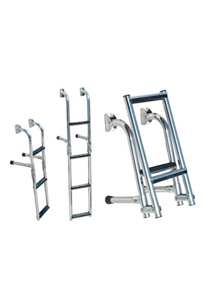 GFN Folding Aluminum Ladder - 3/4 Steps, for Inflatable Boats and Small Vessels
