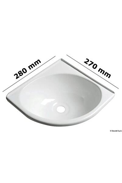 TNG Outdoor Chiuvetă de colț ABS termoformată albă, 280x270x102 mm, scurgere opțională