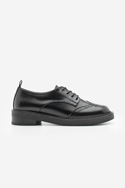 Marjin Women's Lace-Up Masculine Double-Faced Casual Oxford Shoes Sindo Black