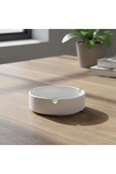 Sunnex منفضة سجائر دائرية من البورسلين من أوريون مقاس 10 × 3 سم (أبيض)