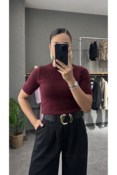 YOUR NAME Short Sleeve Soft Textured Cropped Sweater